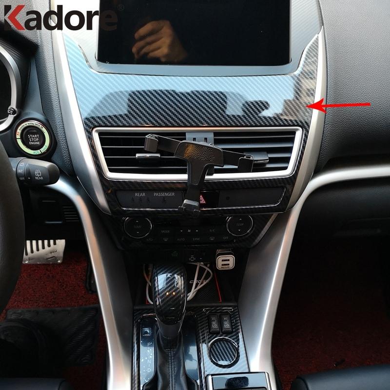 Car Center Console Dashboard Panel Cover Trim For Mitsubishi Eclipse Cross 2017 2018   Carbon Fiber Interior Accessories