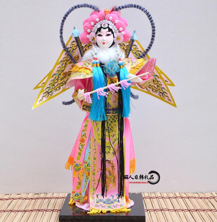 Beijing Silk Doll Peking Opera Mu Guiying, Chinese Folk Craft Forbidden City Souvenir