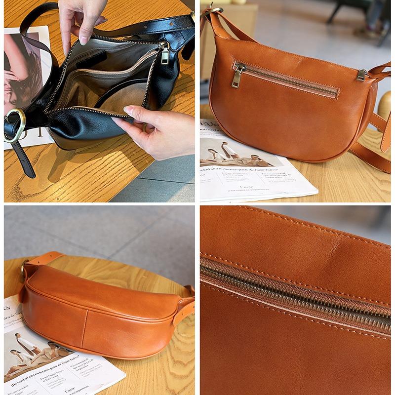 Messenger Bag aus Rindsleder der ersten Schicht, neue Damentasche, Retro-Pendler-Umhängetasche, große Kapazität, vielseitige Knödeltasche