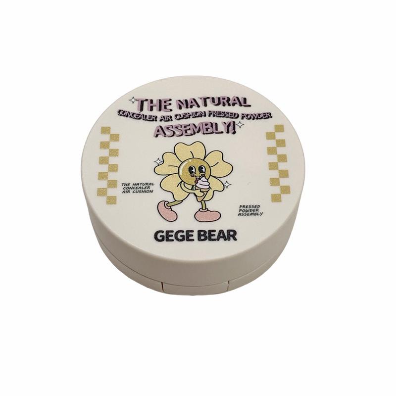 Gege Bear Natural Concealing Cushion Foundation: Creamy Compact for Acne, Dark Circles, Long-lasting Coverage.