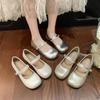 Flat bottom light mouth low heel Mary Jane single shoes women's 2025 summer new French beautiful pearl with skirt small leather shoes
