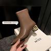 Brand Design Leather Custom V-Mouth Zipper Boots Retro Pointed Special-Shaped Heel Knight Boots Sexy Chelsea Women's Boots