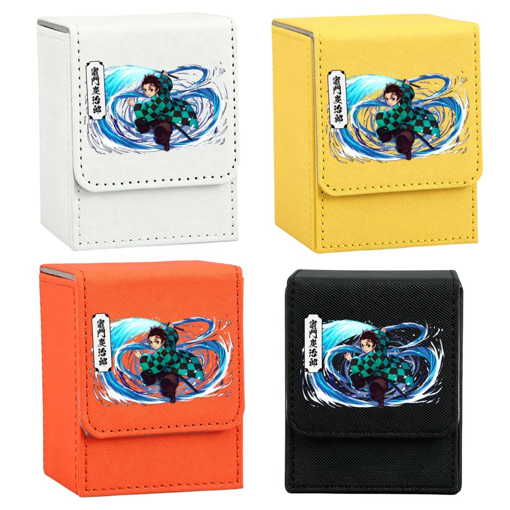 Anime Demon Slayer Card Case Kamado Tanjiro Nezuko Tsuyuri Agatsuma Zenitsu Self Made Leather Game Collection Card Storage Box