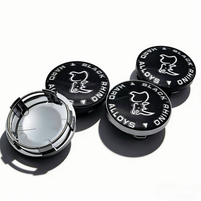 4 pezzi Emblema Badge Logo Rinoceronte Nero Tappi Centrali Ruota Auto 58MM 54MM Cerchi Tappo Mozzo Coprimozzo Copertura Antipolvere Sostituzione Accessori Auto