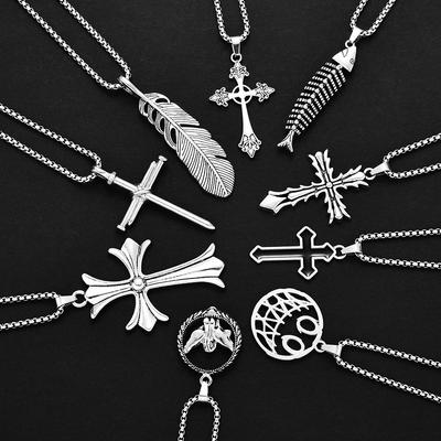 Colier personalizat hip-hop din oțel titan European și American bărbați, lanț lung pentru pulover cu pandantiv simplu brand la modă accesorii femei