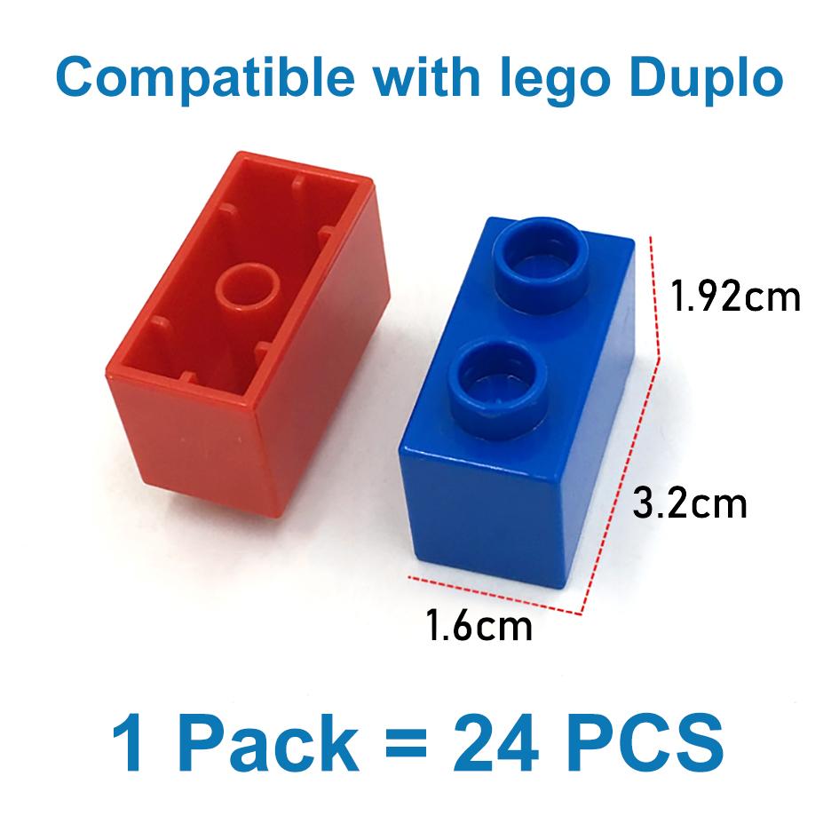 Non-Toxic Big Size Diy Building Blocks Thick Figures Bricks 1X2Dot 24Pcs Educational Creative Toys For Children Compatible With Brands