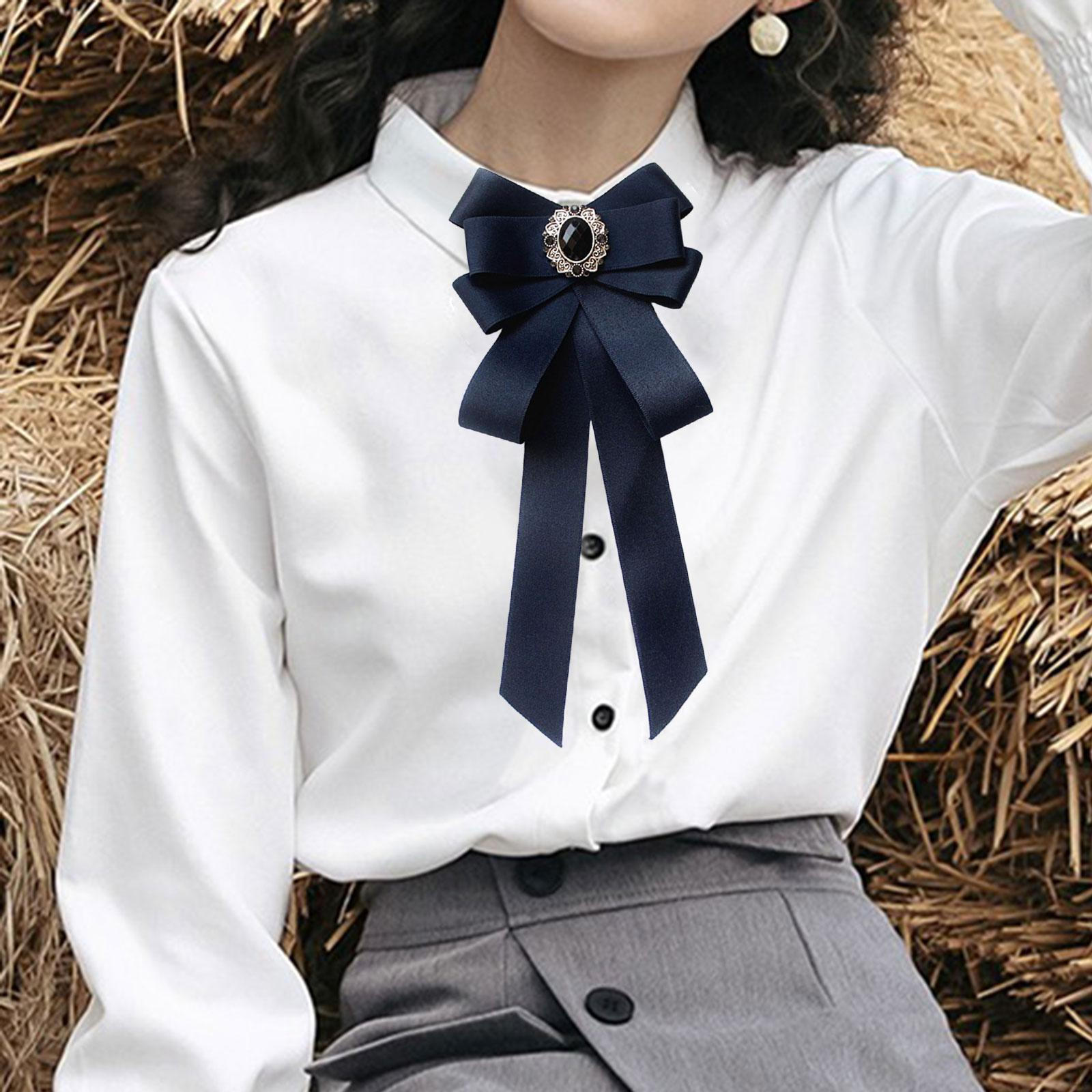 

Предварительно завязанная бантом жемчужная брошь в виде галстука-бабочки с лентой для женщин Элегантные маскарадные вечеринки темно-синий