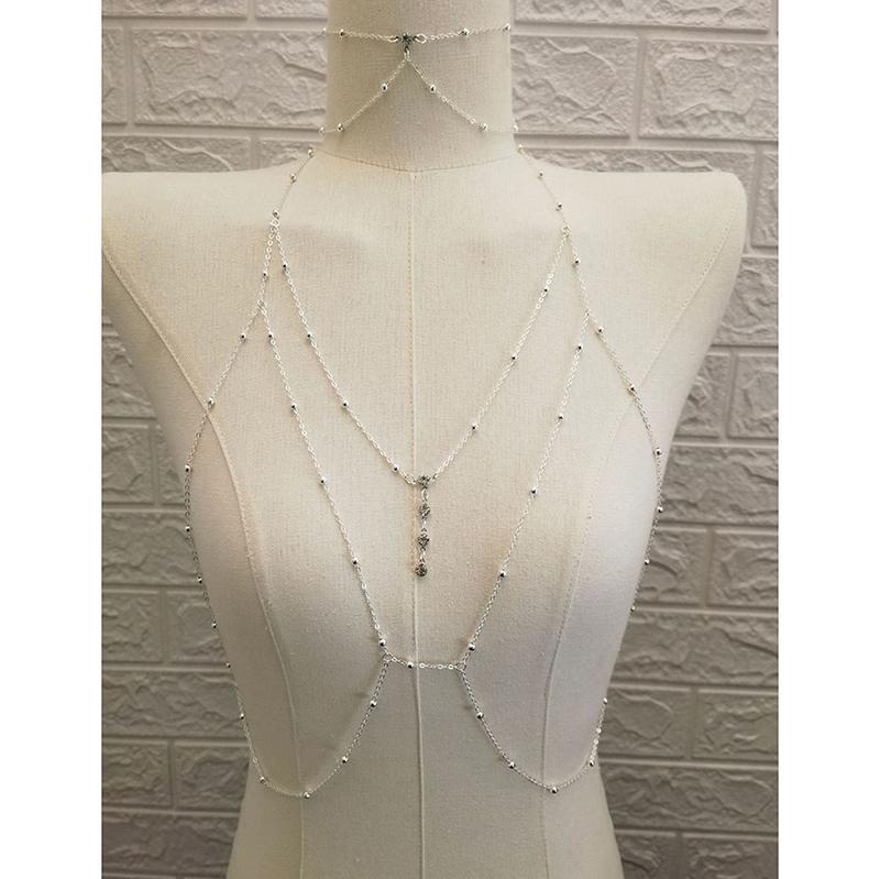 Metall Körper Büste Kette Schmuck für Frauen Sexy Stil hohl Bikini Damen Brust