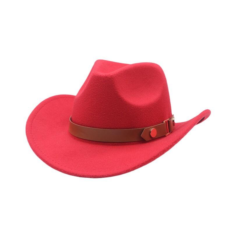 Western Cowboy Hat Jazz Hat Panama Hat Sun Hat Felt Wide Brim Fedora Decorative Rolled Hat