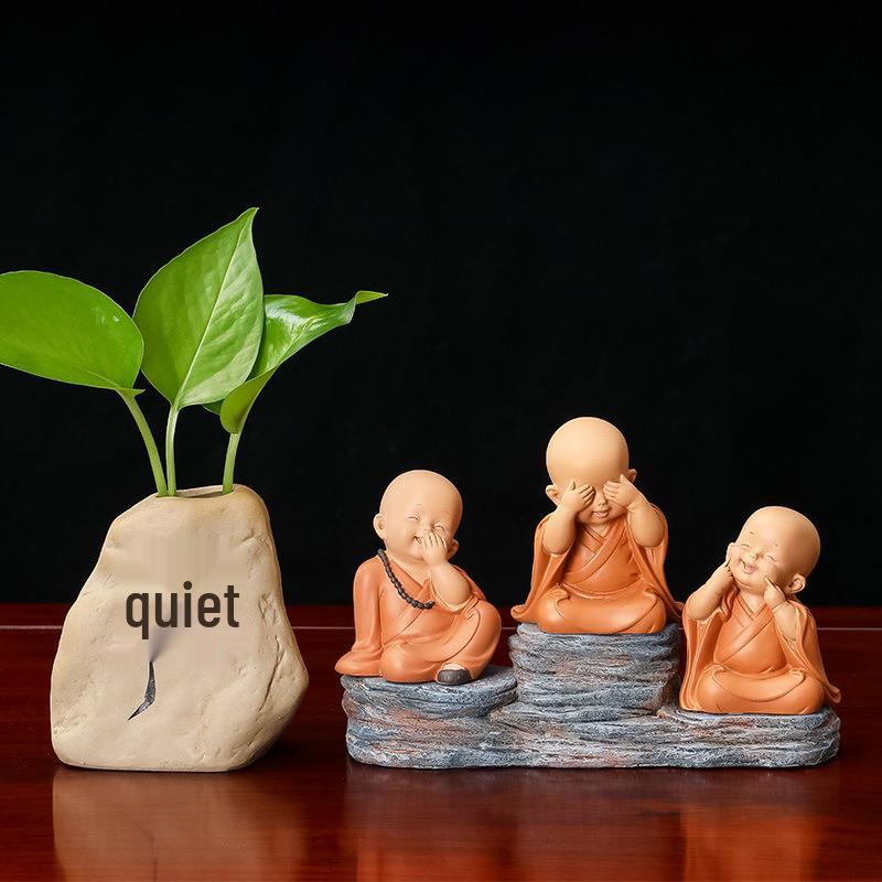 Handmade Cute Little Monk Resin Ornaments for Desktop Decoration