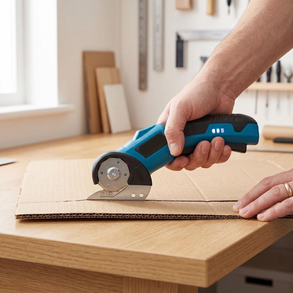 Cordless Electric Scissors, Rechargeable 4V Boxs Cutter with 2000mAh Battery, LED Light Lock for Cardboard Cordless Electric Scissors 4V Rechar