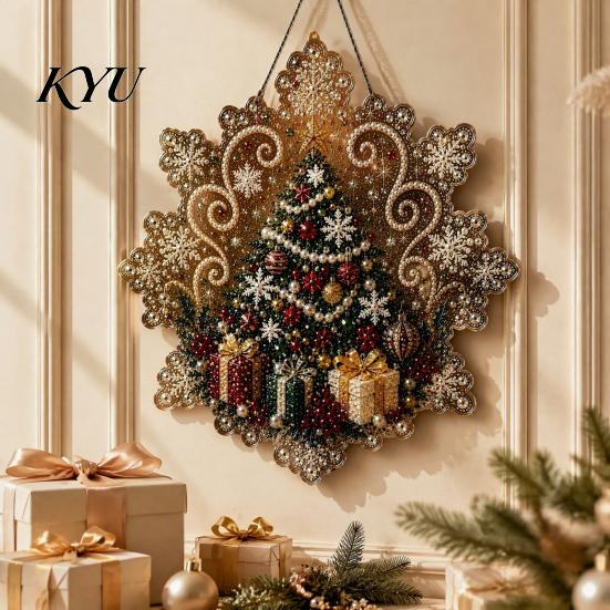 Presentes Lembrança Feitos à Mão para Amigos Natal Arte com Pérolas Artificiais Kit de Enfeite para Pendurar, Pintura com Contas DIY Suprimentos de Floco de Neve Acrílico Suncatcher,