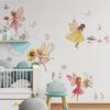 4Pcs Wall Decals Flower Fairy Print Wall Stickers Self-Adhesive Removable