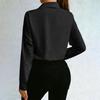 Women's Fashionable Oversized Two-Piece Button-Up Shirt Long-Sleeve Jumpsuit