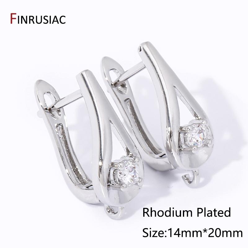 

Trendy 18K Gold Plated Brass Earwire Fixtures,Zircon Earring Hooks Clasps For DIY Women Earring Making Findings Accessories 1 pair