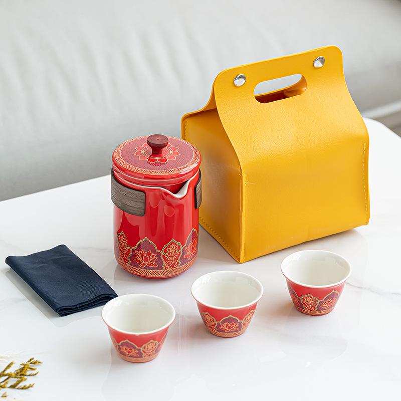 Portable Travel Tea Set Wholesale Outdoor Kung Fu Tea Set Quick Guest Cup Festival Chinese Business Gift Logo