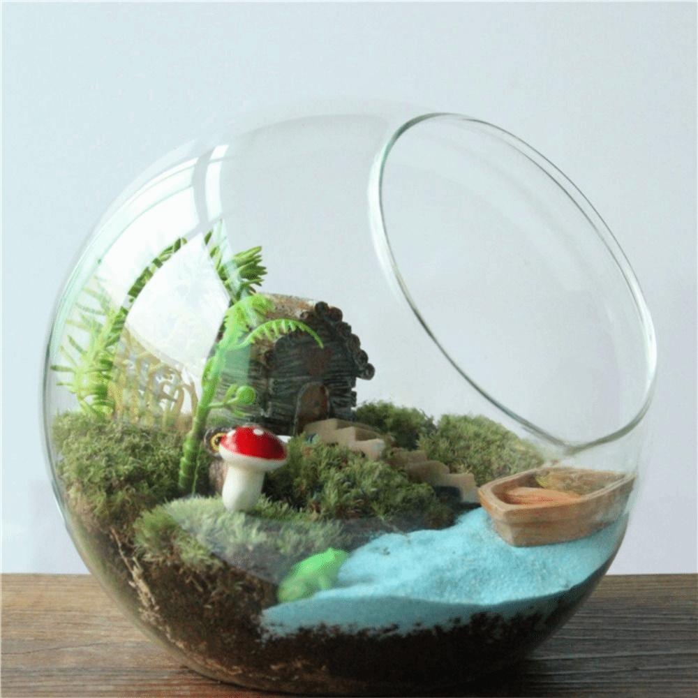 Oblique Clear Glass Ball Vase Clear Succulents Plant Container Borosilicate Glass Vase  Hydroponics
