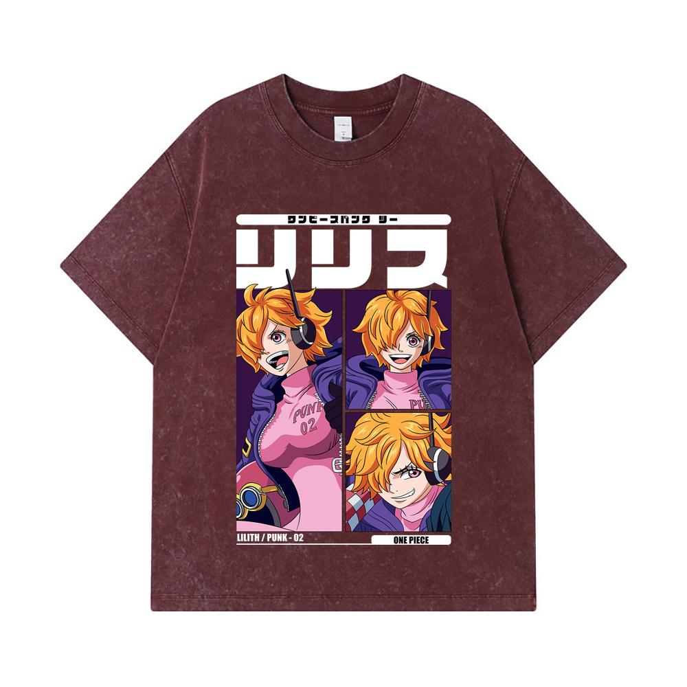 275 GSM Washed T-shirts 100% Cotton One Piece V47 Lilith Print Unisex Heavy Cotton T Shirt