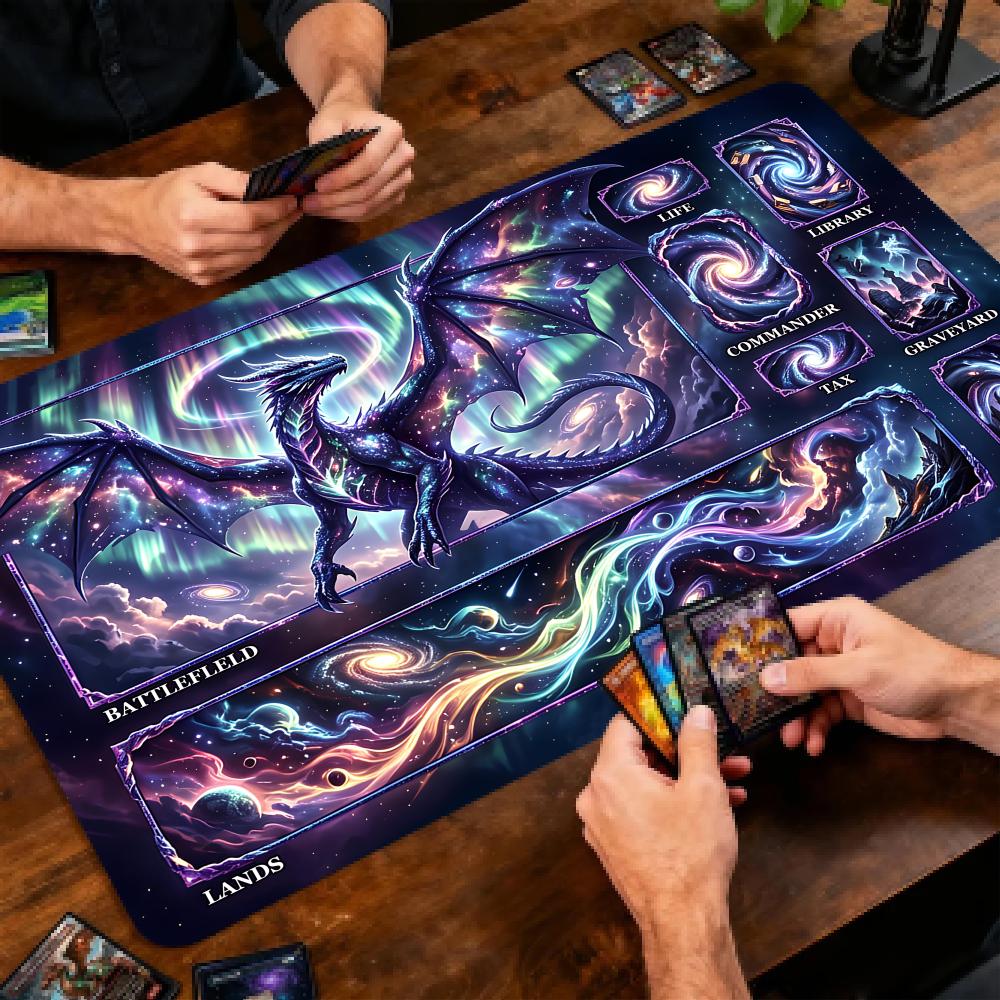 Aurora Starry Sky Dragon Magic Card Battle Mat MTG Playmat Anti-slip Base 35X60CM Gathering Gaming Mats Board Game Mat for TCG