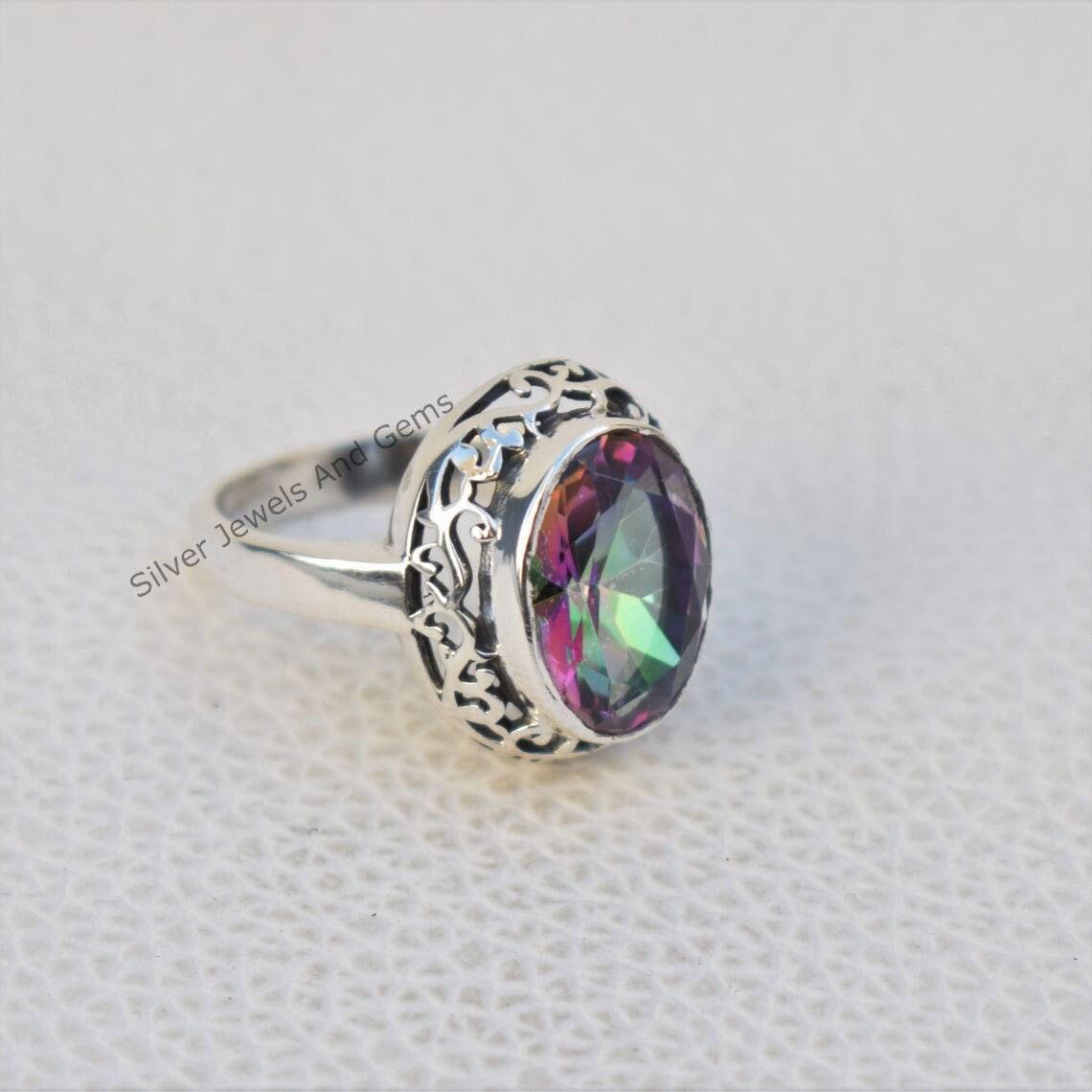 Mystic Topaz Ring, Handmade 925 Sterling