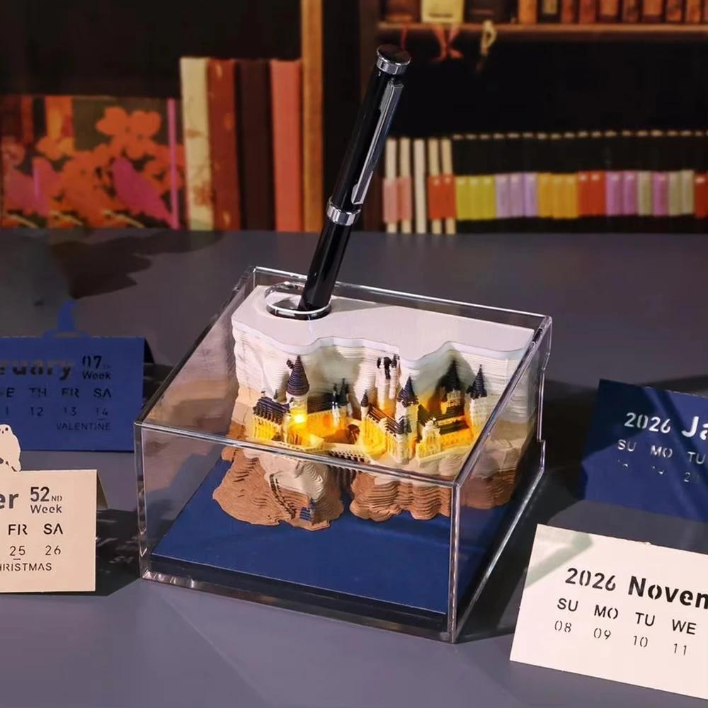 2026 Creative Magic Castle Calendar Sticker With Light 3D Hand-torn Castle Calendar Tear-Away Notepad DIY Craft Gifts