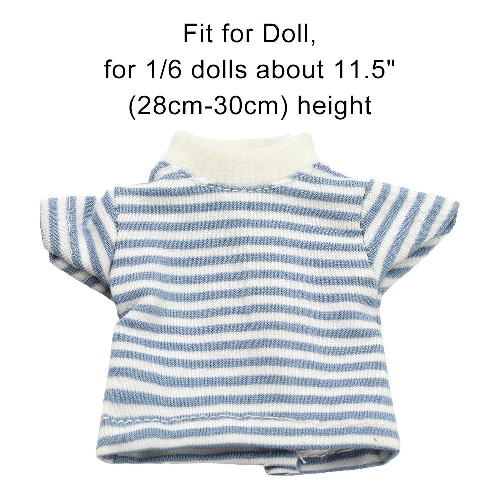 30CM Doll Clothes Fashion Stripe Undershirt Casual Wear Shorts Tooling Style Jeans Pants For 11.5" 1/6 BJD Dolls Accessories