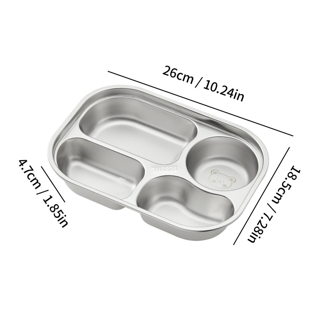 WORTHBUY 4/5 Grids 316 Stainless Steel Dinner Plate Portable Divided Lunch Box For Students Kids Large Capacity Food Contianer