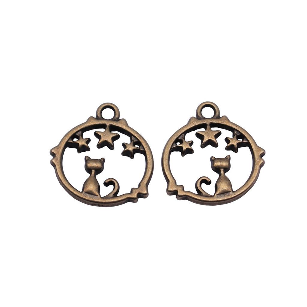 Nested Star Charms Multi Color Alloy Pendants For Double Star Themed Jewelry