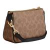 Coach Nolita 19 Brand Logo Zipper Closure Coated Canvas Shoulder Bag Small Size Women's Brown and Black