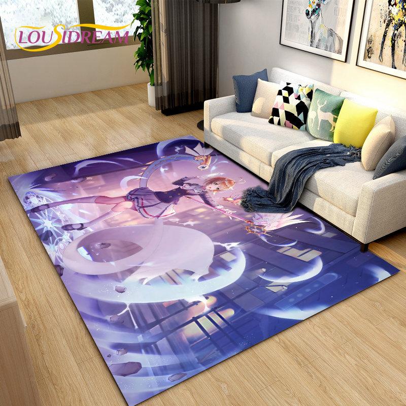 Cute Cartoon Cardcaptor Sakura Area Rug,Carpet Rug for Living Room Bedroom Sofa Doormat Decoration, Kids Play Non-slip Floor Mat