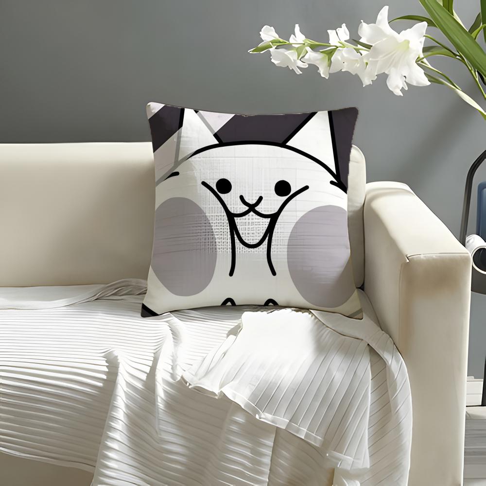 BBattle Cats Anime Kissenbezug Natürliche Leinen Bio-Stoff Doppelseitiger Druck Sofa Heimdekoration Kissenbezug