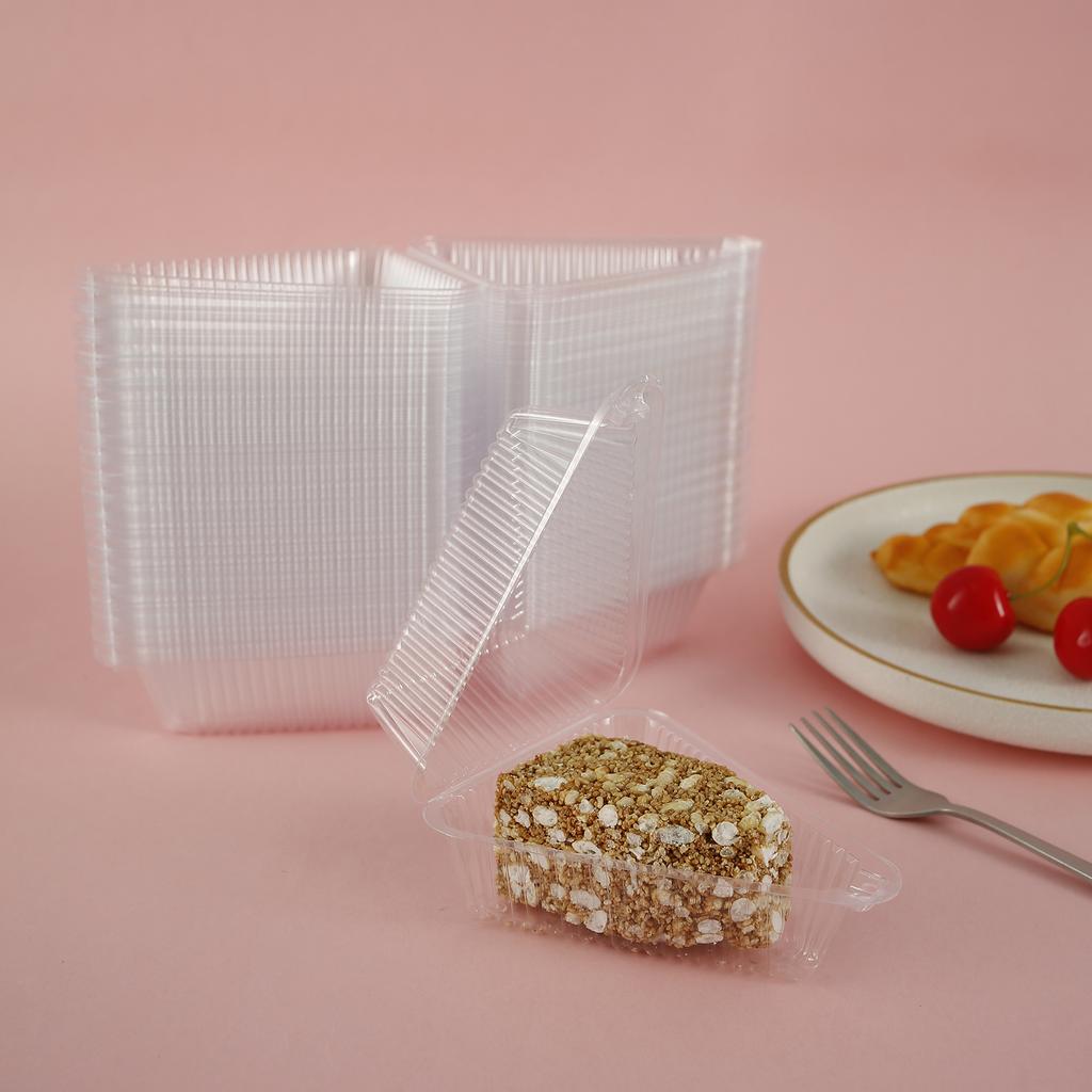 150Pcs Cake Slice Container Clear Triangle Dessert Box Reusable Food Packing Box Plastic Mousse Cheesecake Box for Fruit Cake