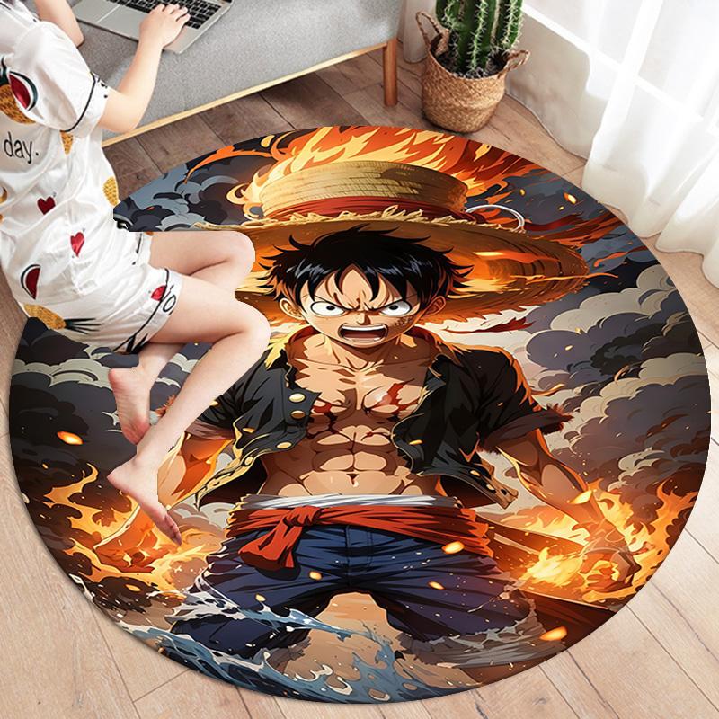 One Piece Monkey D Luffy Round Area Rug Carpet Rug For Living Room Bedroom Sofa Playroom Decor Nonslip Floor Mat