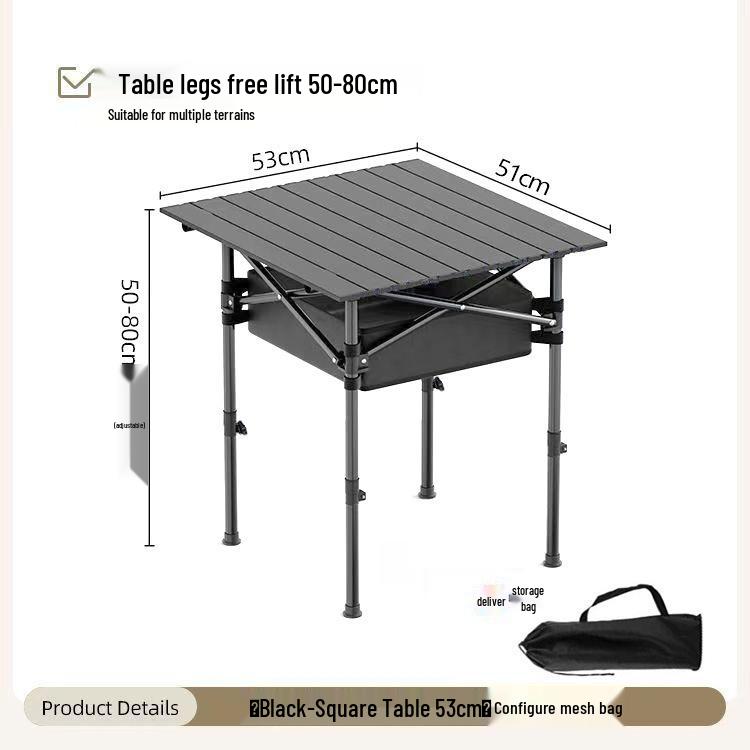 Portable Metal Roll-Up Folding Table for Camping, Picnic, and BBQ