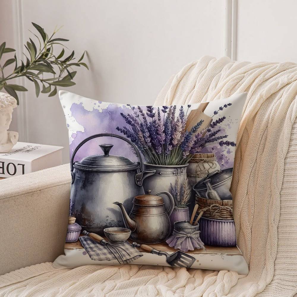 Kissenbezug mit Lavendel-Thema Heimdeko Überwurf für Sofa Bett Auto Raumdeko Geschenkidee
