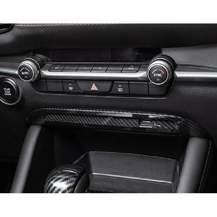 For Mazda 3 Axela 2019-2024 Carbon Fiber Center Console USB Socket Panel Trim