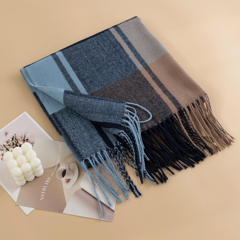 New British Style Imitation Cashmere Tassel Scarf for Girls High End Cold Proof and Warm Scarf