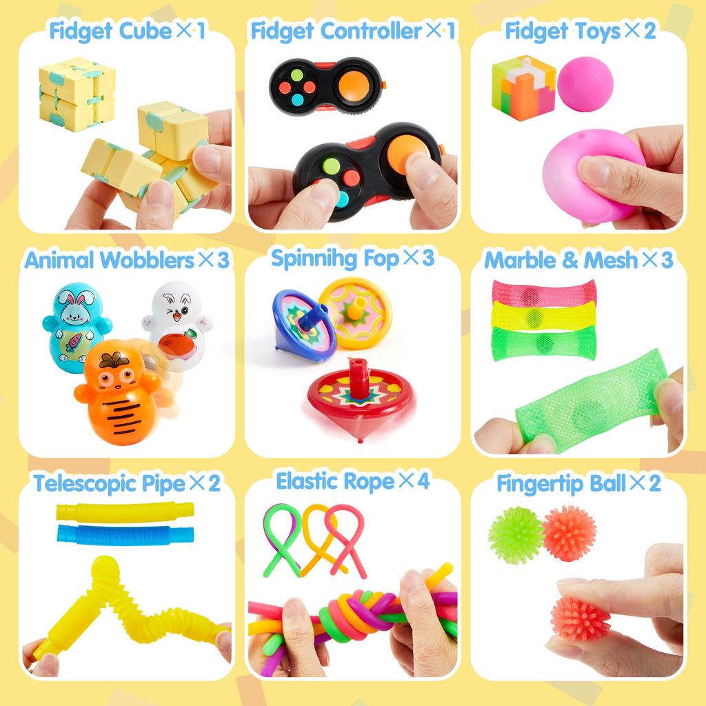 Joyfy 60 Pack Fidget Toys Adults Party Favors Autism Sensory Toys Treasure Box Toys Classroom Prizes Stress Relief Gifts