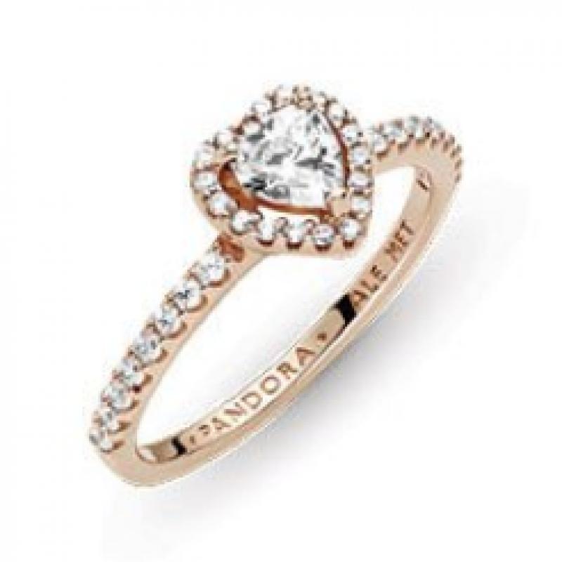 Pandora Rose Sparkling Elevated Heart Ring 188421c02