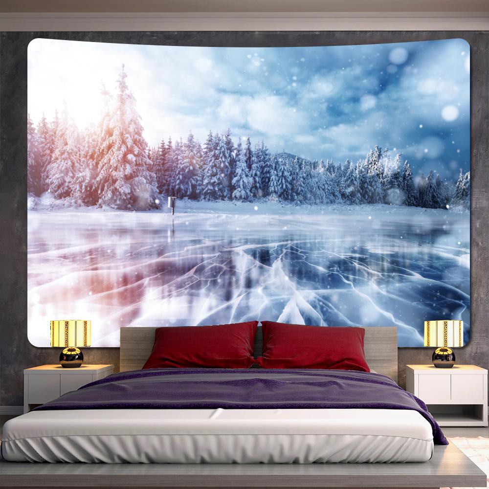 Forest Snow Christmas Tree Psychedelic Scene Home Decor Art Tapestry Bohemian Tarot Beautiful Room Wall