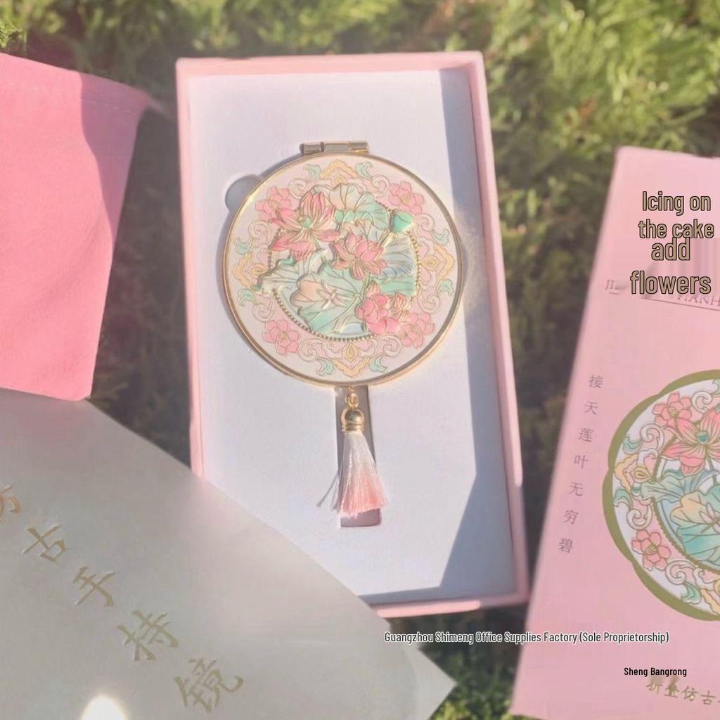 Antiker Stil Bronze Reise Handspiegel