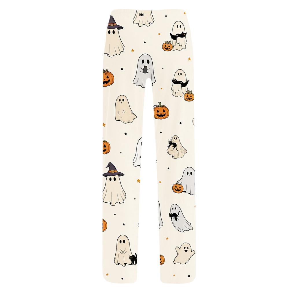 Women's Loose Fit Halloween Print Pajama Pants for and Sleep