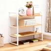 Ohbien Wooden Desktop 3 Height Desk Storage 50cm X 20cm X 56cm Stylish Mini Organizing White Wood Tone Rack, Tiers, Adjustable, Rack, (W) (D) (H),