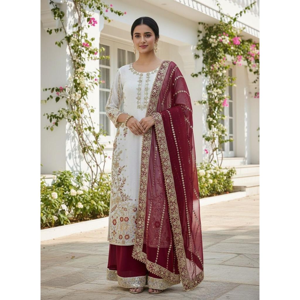 Beautiful Party Wedding Wear Palazzo Suit Indian Pakistani Ethnic Salwar Kameez