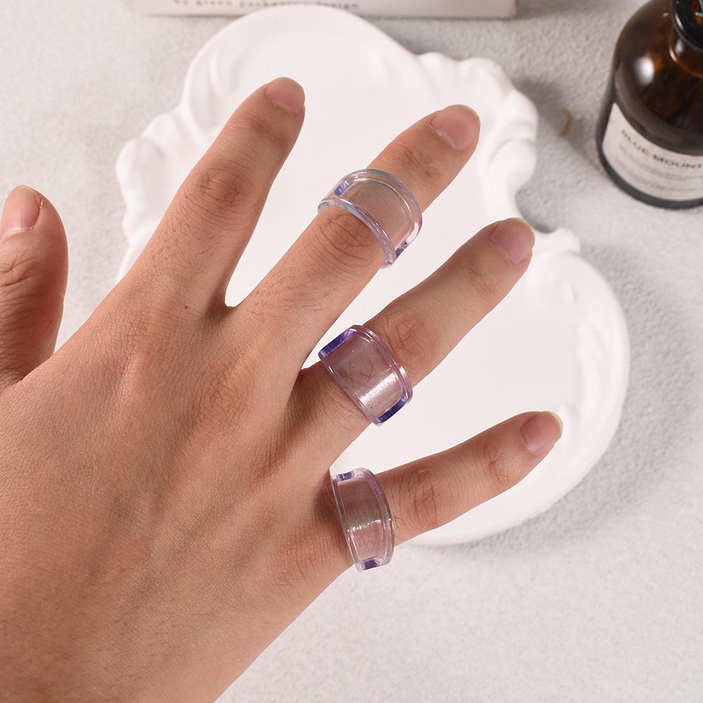 Poppy Crystal Epoxy Resin Three-Piece Ring Set with Imitation Jade Gemstone Mold