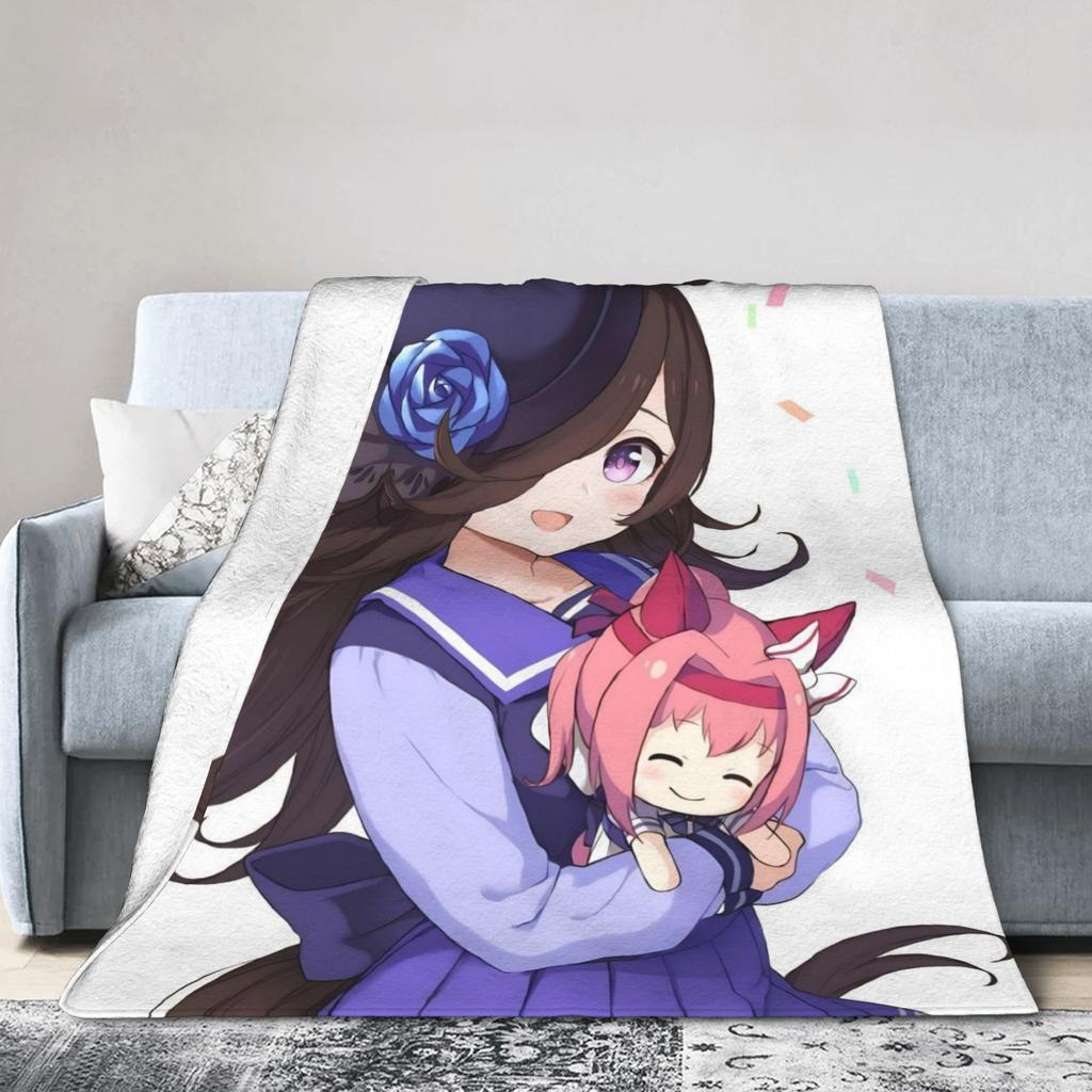 Rice Shower Umamusume Pretty Derby Blankets Fleece Winter Portable Super Warm Throw Blanket for Bed Bedroom Plush Thin Quilt