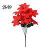 Vibrant Red Poinsettia Bunch for Home Artificial Flowers, Christmas Bouquet with Berries, Faux Silk Realistic Decorative Plants Floral Stems