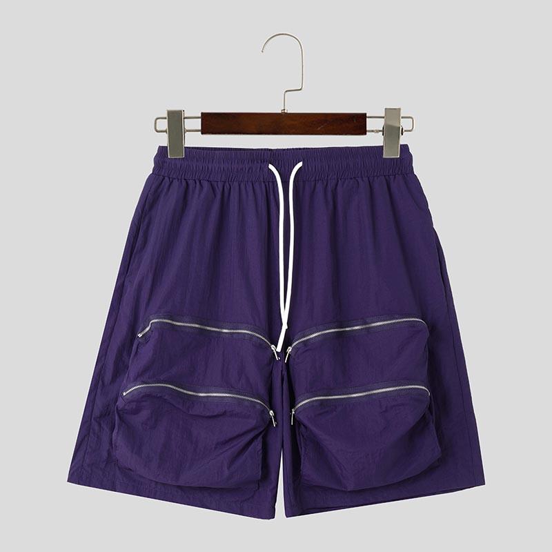 

INCERUN Men Summer Drawstring Elastic Waist Pockets Casual Loose Cargo Pants Shorts S