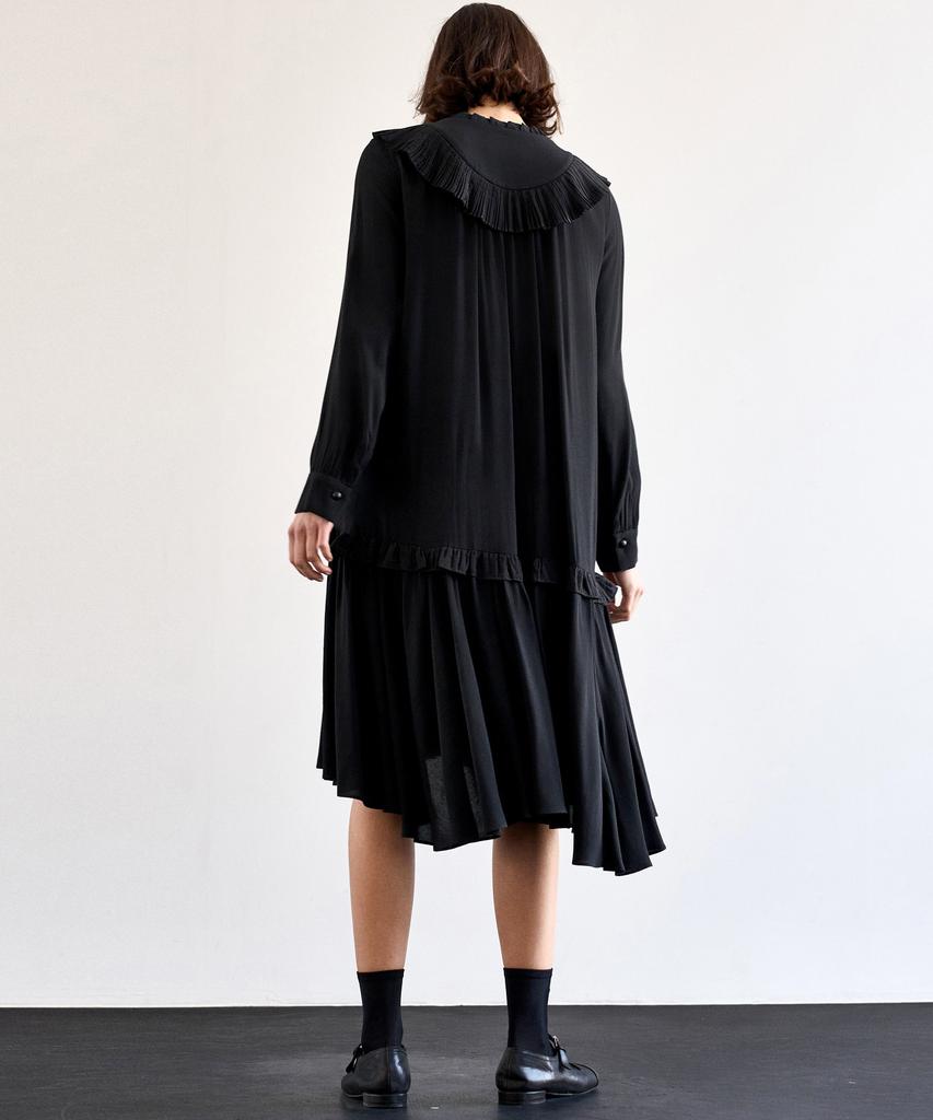 MITTE Pleats Collor Shirring Dress_Bk