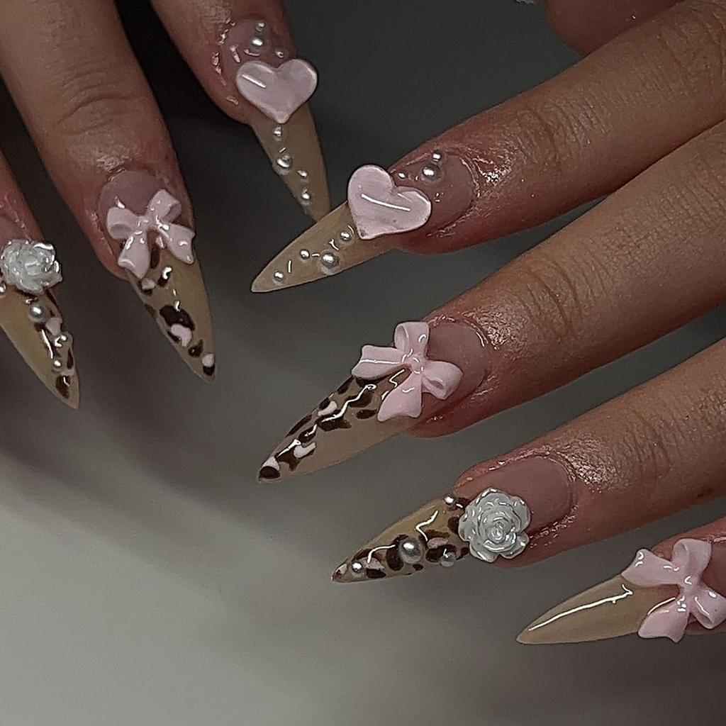 24Pcs Black Fake Nails with Diamond Halloween Long Almond False Nail Butterfly Design Wearable Oval Press On Nails Tips